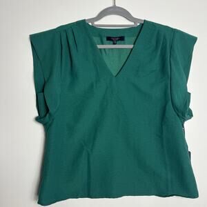 Rachel Roy V-neck Short Sleeve Top Green Size L